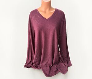 Lane Bryant Maroon Glitter Shimmer Tunic Sweater Size 18/20 NWT